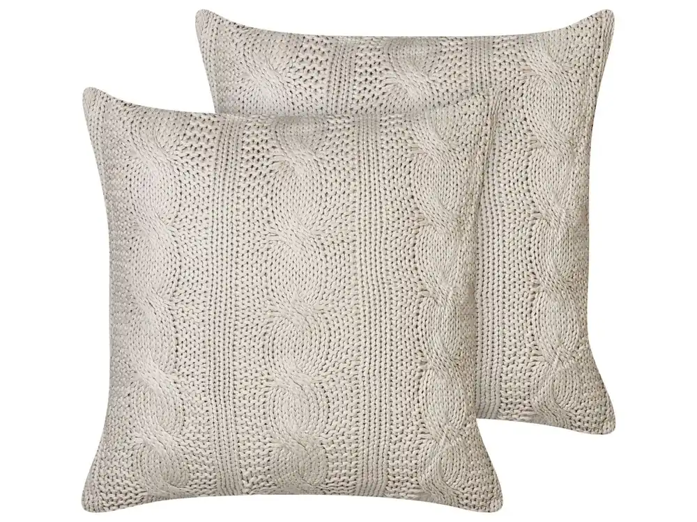 Conjunto de 2 cojines decorativos CONSTYLIS Algodón 45 x 45 cm Gris pardo Liso - Textil