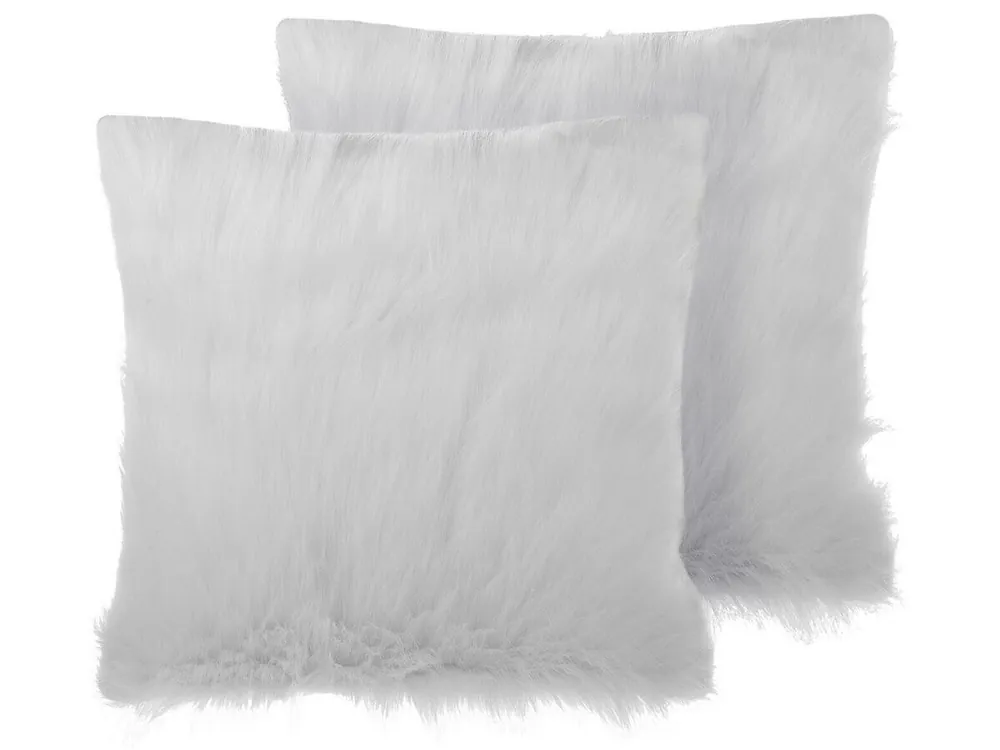 Conjunto de 2 cojines decorativos DAISY Pelo sintético 45 x 45 cm Beige claro Liso - Textil