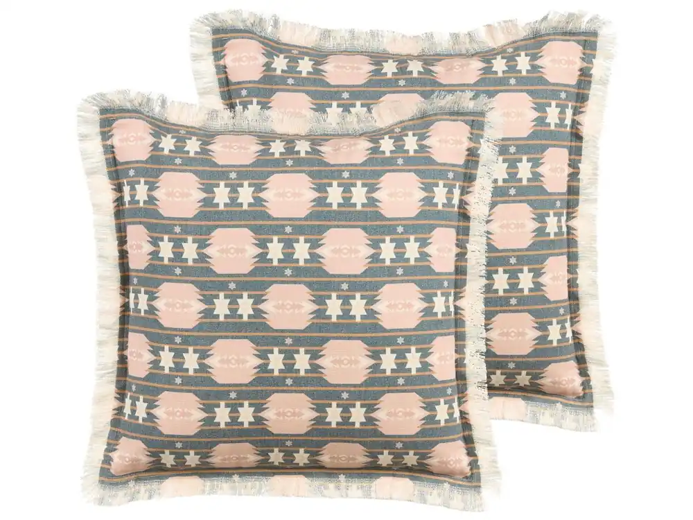 Conjunto de 2 cojines decorativos DIANTHUS 60 x 60 cm Multicolor Patrón geométrico - Textil