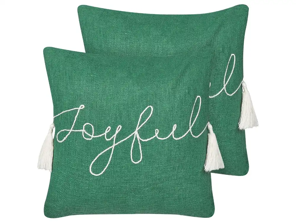 Conjunto de 2 cojines decorativos ELETTARIA Algodón 45 x 45 cm Verde Patrón navideño - Textil