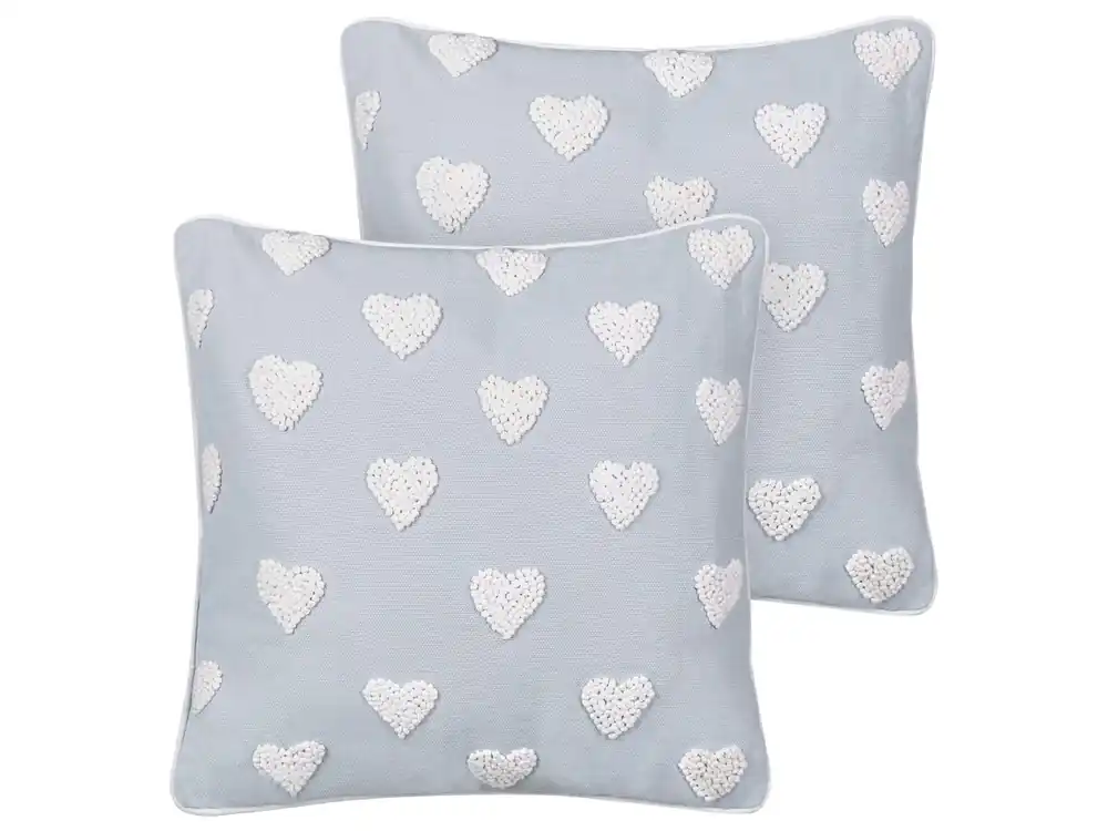 Conjunto de 2 cojines decorativos GAZANIA Algodón 45 x 45 cm Gris claro - Textil
