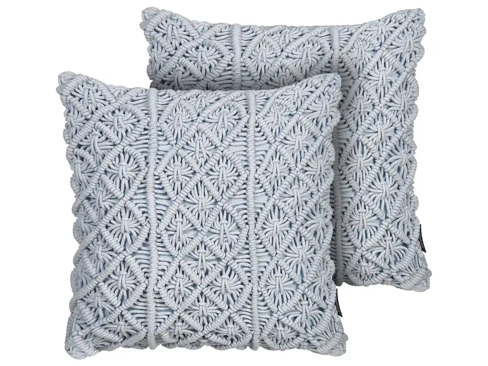 Conjunto de 2 cojines decorativos GOREME Bouclé 45 x 45 cm Azul Patrón geométrico - Textil