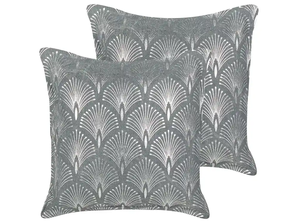 Conjunto de 2 cojines decorativos HOYA Algodón 45 x 45 cm Gris Patrón geométrico - Textil