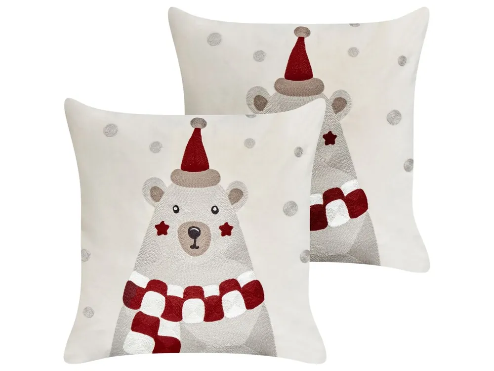 Conjunto de 2 cojines decorativos JELLIES Terciopelo 45 x 45 cm Blanco crema - Textil