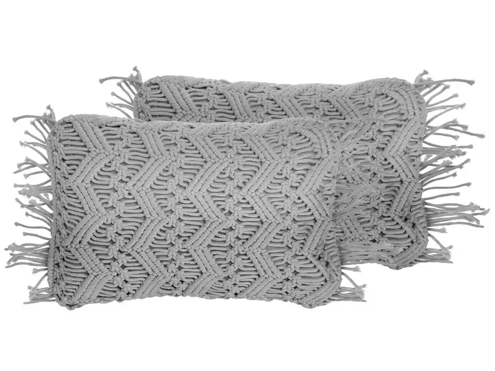 Conjunto de 2 cojines decorativos KIRIKKALE Algodón 30 x 45 cm Gris Patrón geométrico - Textil