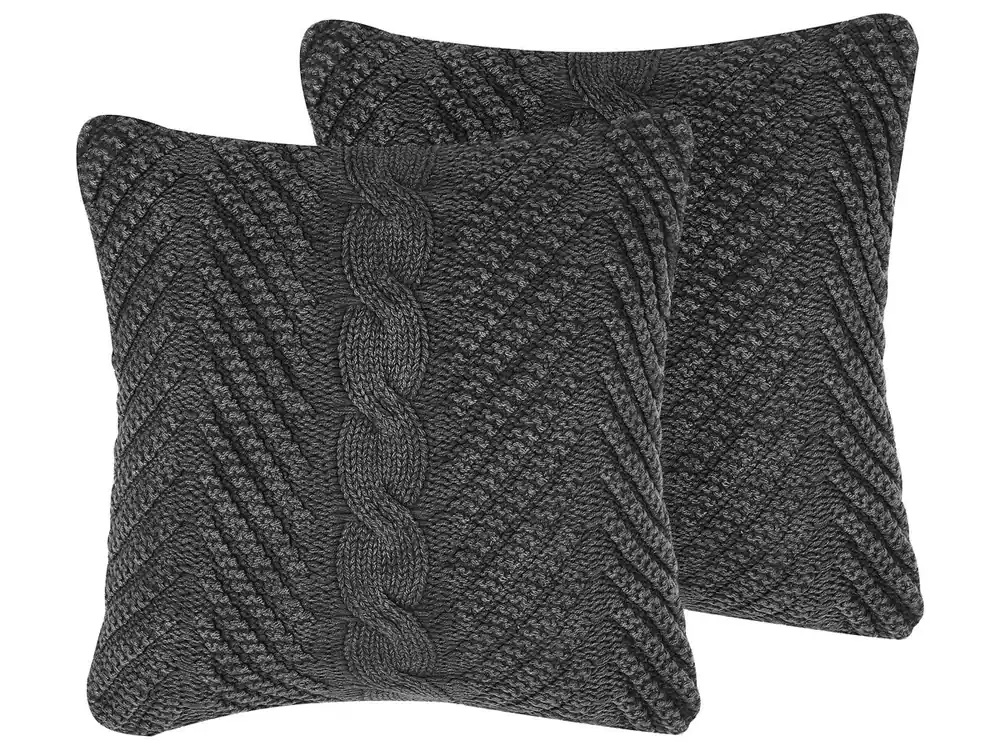 Conjunto de 2 cojines decorativos KONNI Algodón 45 x 45 cm Gris Patrón chevrón - Textil