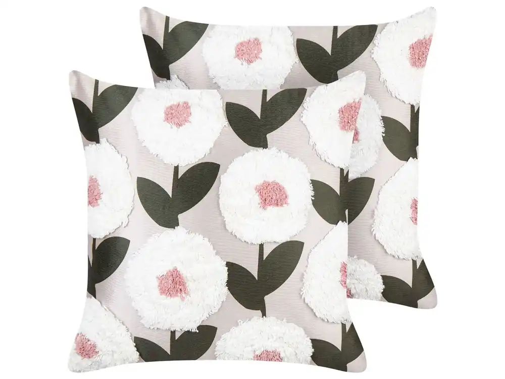 Conjunto de 2 cojines decorativos KUNRI Algodón 45 x 45 cm Multicolor Patrón floral - Textil
