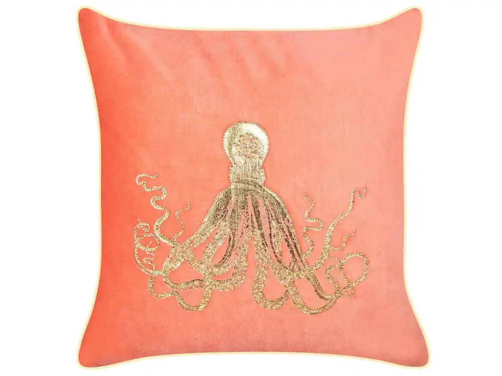 Cojín decorativo LAMINARIA Terciopelo 45 x 45 cm Coral Patrón animal - Textil