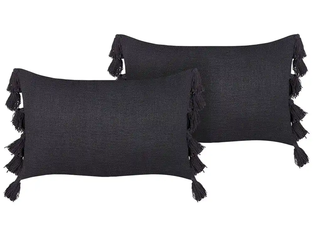Conjunto de 2 cojines decorativos LYTHRUM Algodón 45 x 45 cm Negro Liso - Textil