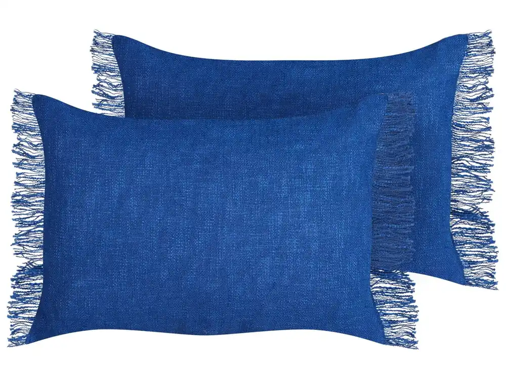Conjunto de 2 cojines decorativos MABA Algodón 50 x 35 cm Azul marino Liso - Textil