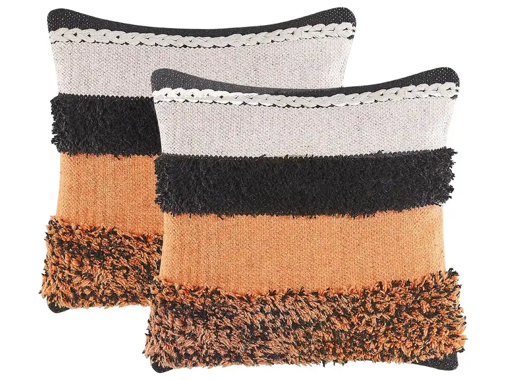 Conjunto de 2 cojines decorativos MIHALGAZI Algodón 45 x 45 cm Multicolor A rayas - Textil