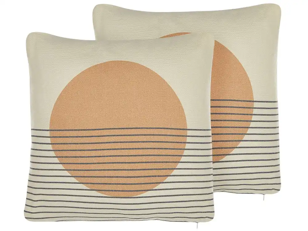 Conjunto de 2 cojines decorativos MOONFLOWER 45 x 45 cm Blanco Patrón geométrico - Textil