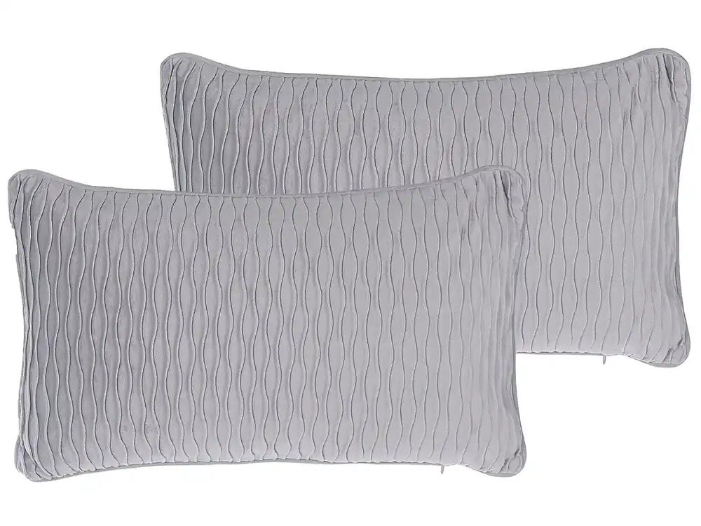Conjunto de 2 cojines decorativos MOTARI Terciopelo 30 x 50 cm Gris Patrón geométrico - Textil