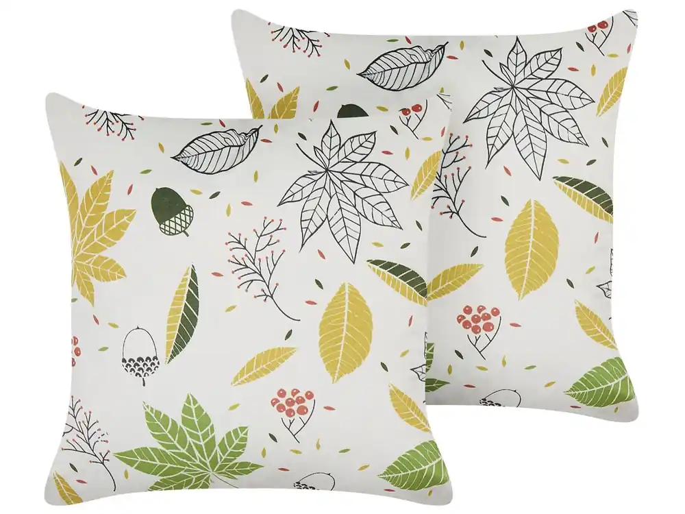 Conjunto de 2 cojines decorativos MULLEIN Terciopelo 45 x 45 cm Multicolor Patrón de plantas - Textil
