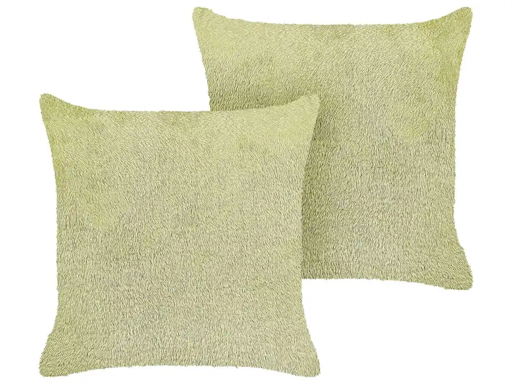 Conjunto de 2 cojines decorativos PILEA Pelo sintético 45 x 45 cm Verde claro Liso - Textil