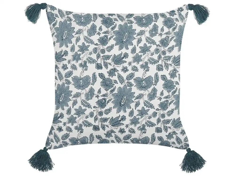 Cojín decorativo RUMEX Algodón 45 x 45 cm Azul Patrón floral - Textil
