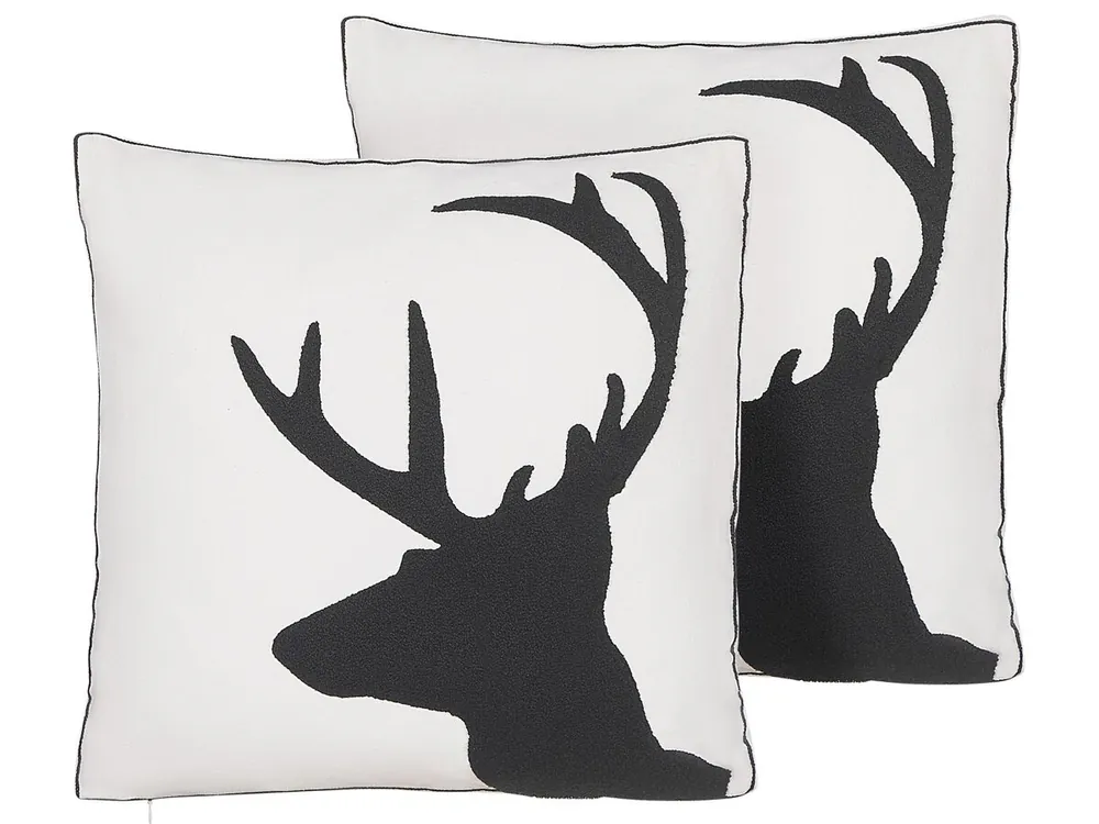 Conjunto de 2 cojines decorativos SHADRACK Algodón 45 x 45 cm Blanco Patrón navideño - Textil