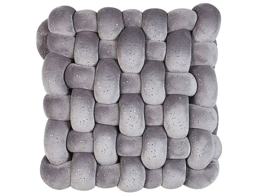 Cojín decorativo SIRALI Terciopelo 30 x 30 cm Gris Liso - Textil