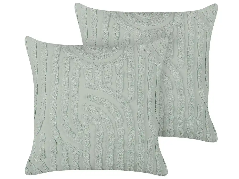 Conjunto de 2 cojines decorativos TELLIMA Algodón 45 x 45 cm Verde menta Patrón geométrico - Textil