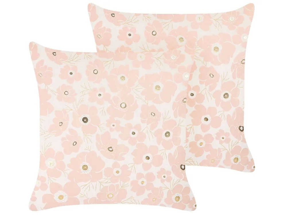 Conjunto de 2 cojines decorativos TRITELEIA Terciopelo 45 x 45 cm Amarillo Patrón floral - Textil
