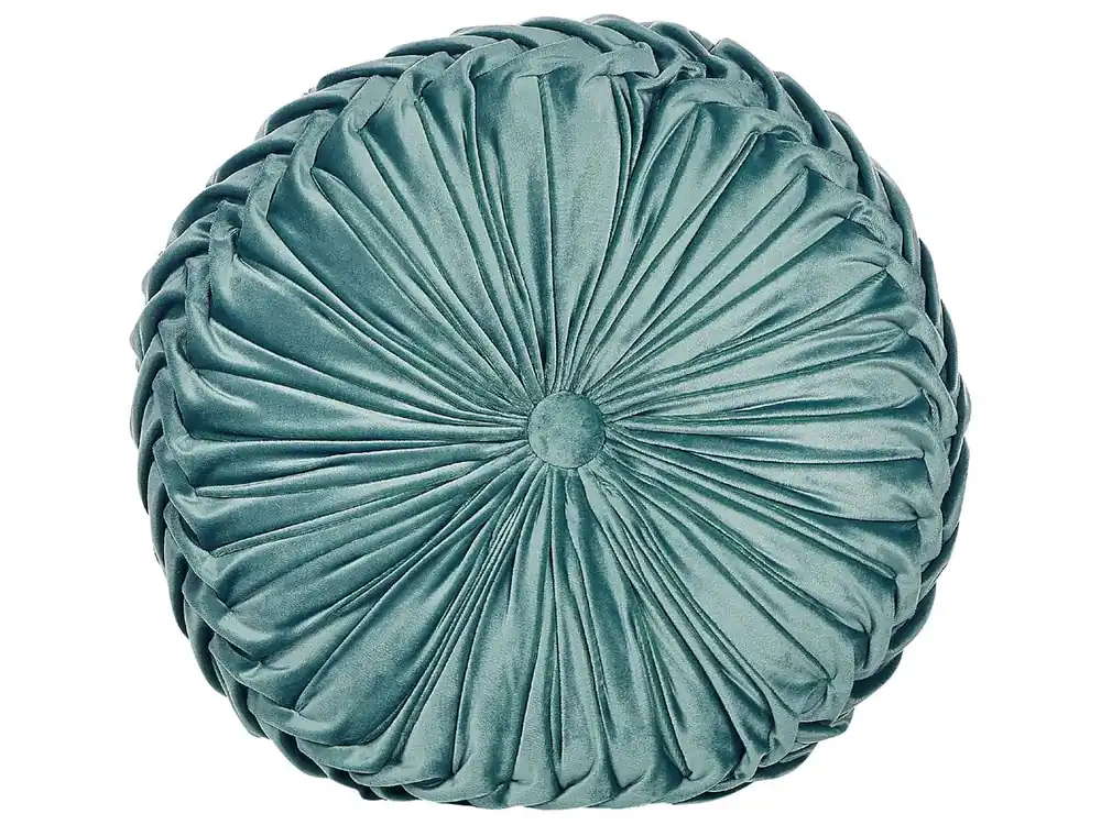 Cojín decorativo UDALA Terciopelo 40 x 40 cm Verde azulado Liso - Textil
