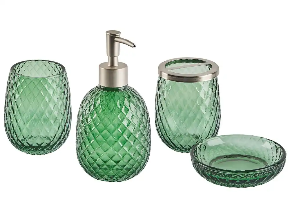 Conjunto de 4 accesorios de baño CANOA Vidrio Verde