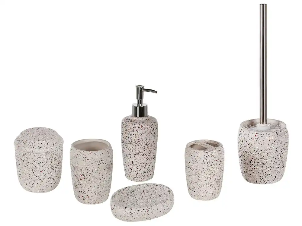 Conjunto de 6 accesorios de baño PALMILLA Cerámica Blanco crema