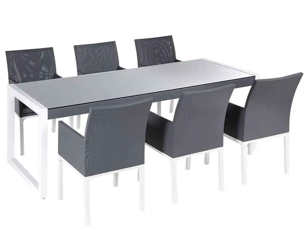 Conjunto de comedor exterior 6 plazas BACOLI con cojines Metal Gris - Jardín