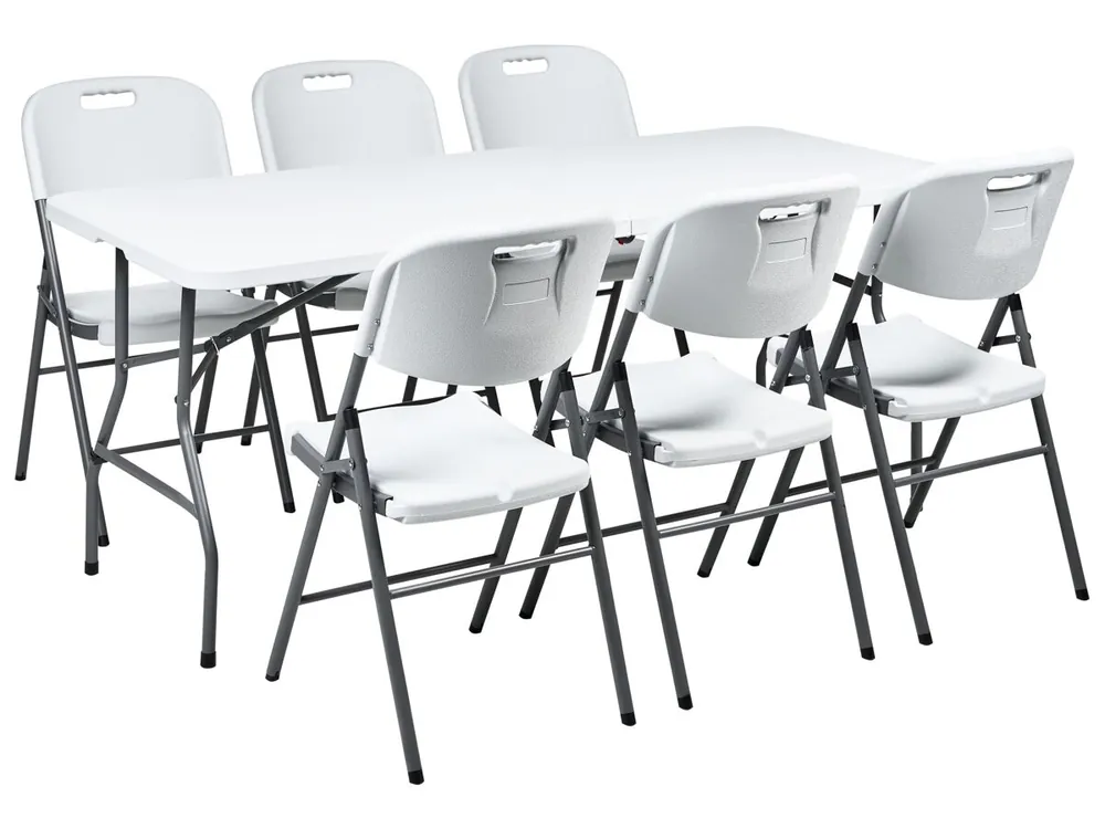 Conjunto de comedor exterior 6 plazas CUGNOLI plegable Blanco - Jardín