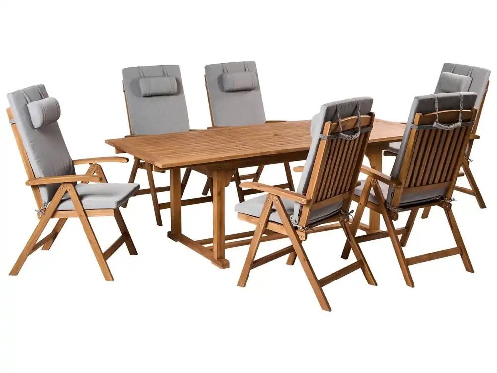 Conjunto de comedor exterior 6 plazas JAVA PREMIUM Madera de acacia Rojo - Jardín