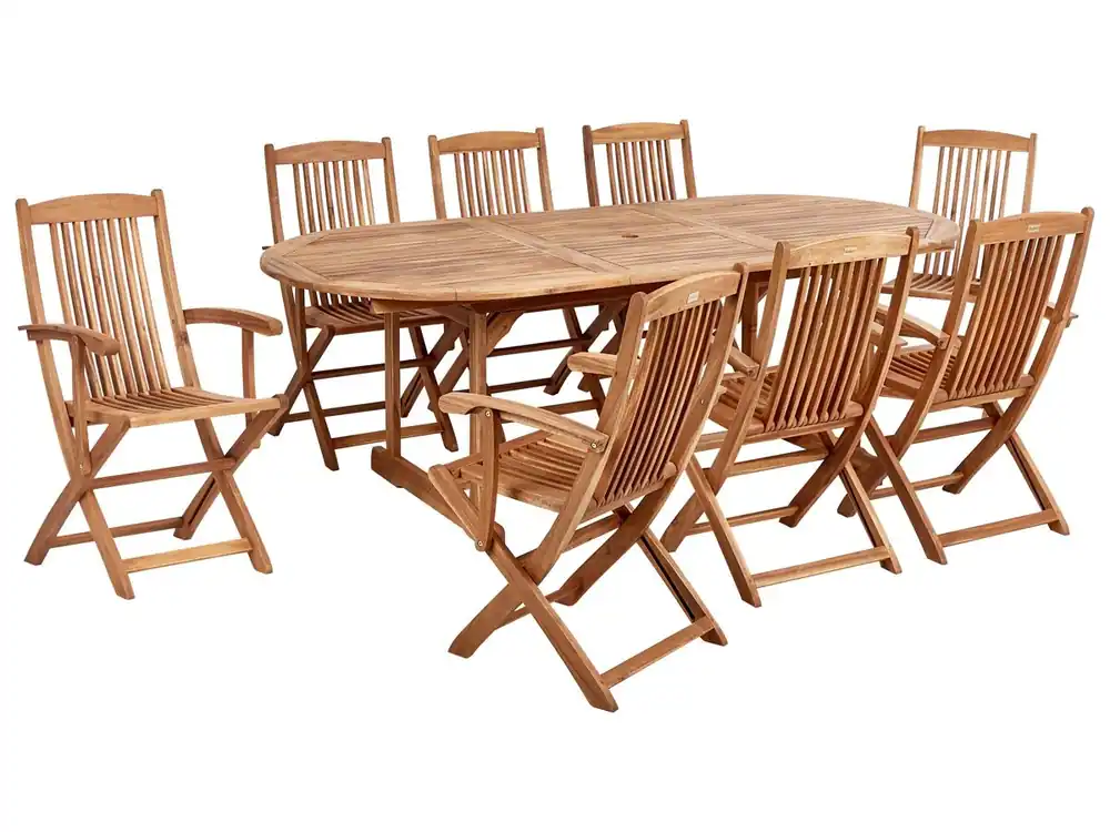 Conjunto de comedor exterior 8 plazas MAUI II Madera de acacia Marrón claro - Jardín