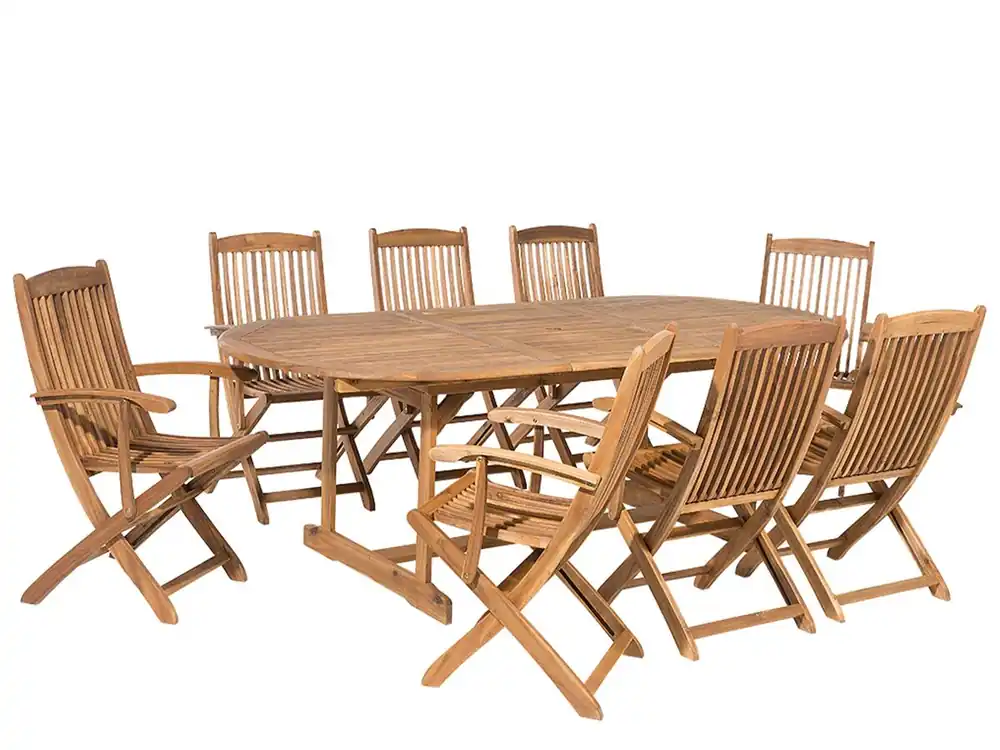 Conjunto de comedor exterior 8 plazas MAUI Madera de acacia Marrón claro - Jardín