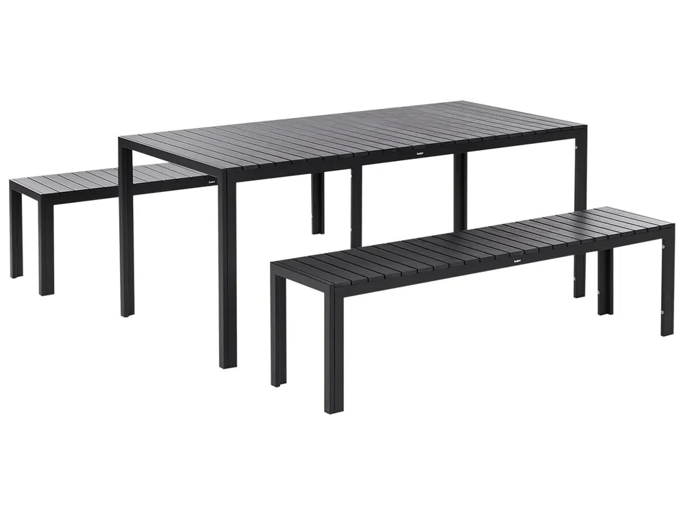Conjunto de comedor exterior con bancos 6 plazas NARDO Negro - Jardín