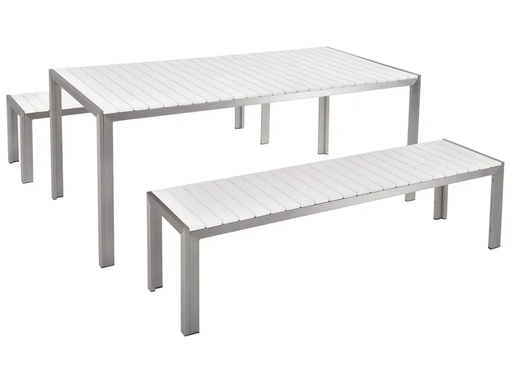 Conjunto de comedor exterior con bancos 6 plazas NARDO Negro/Plateado - Jardín