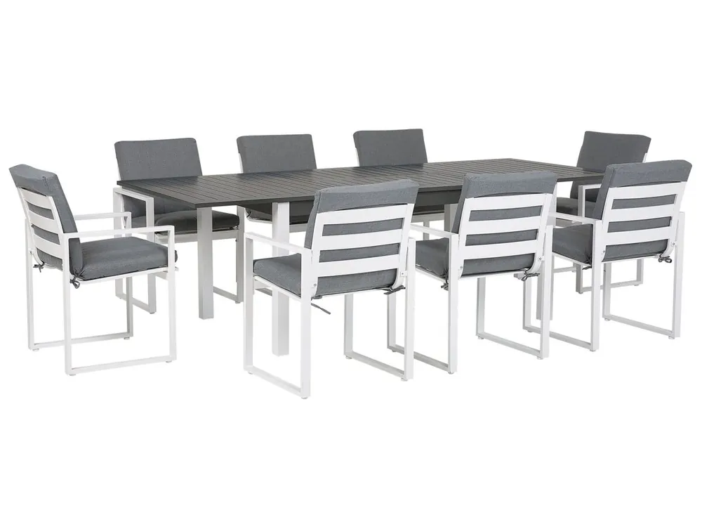 Conjunto de comedor exterior 8 plazas PANCOLE con cojines Metal Gris - Jardín