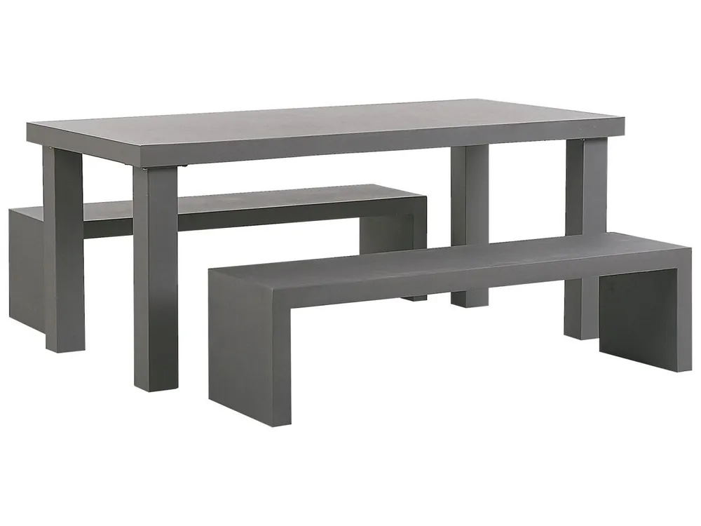Conjunto de comedor exterior con bancos 4 plazas TARANTO Cemento Gris - Jardín