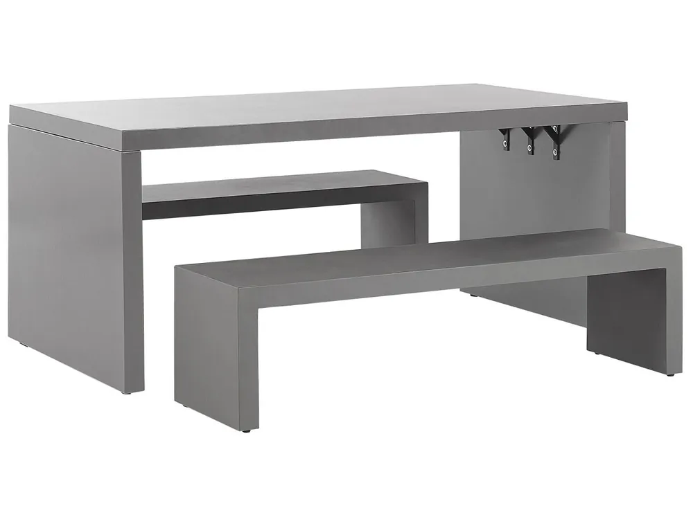 Conjunto de comedor exterior con bancos 4 plazas TARANTO Cemento Gris - Jardín