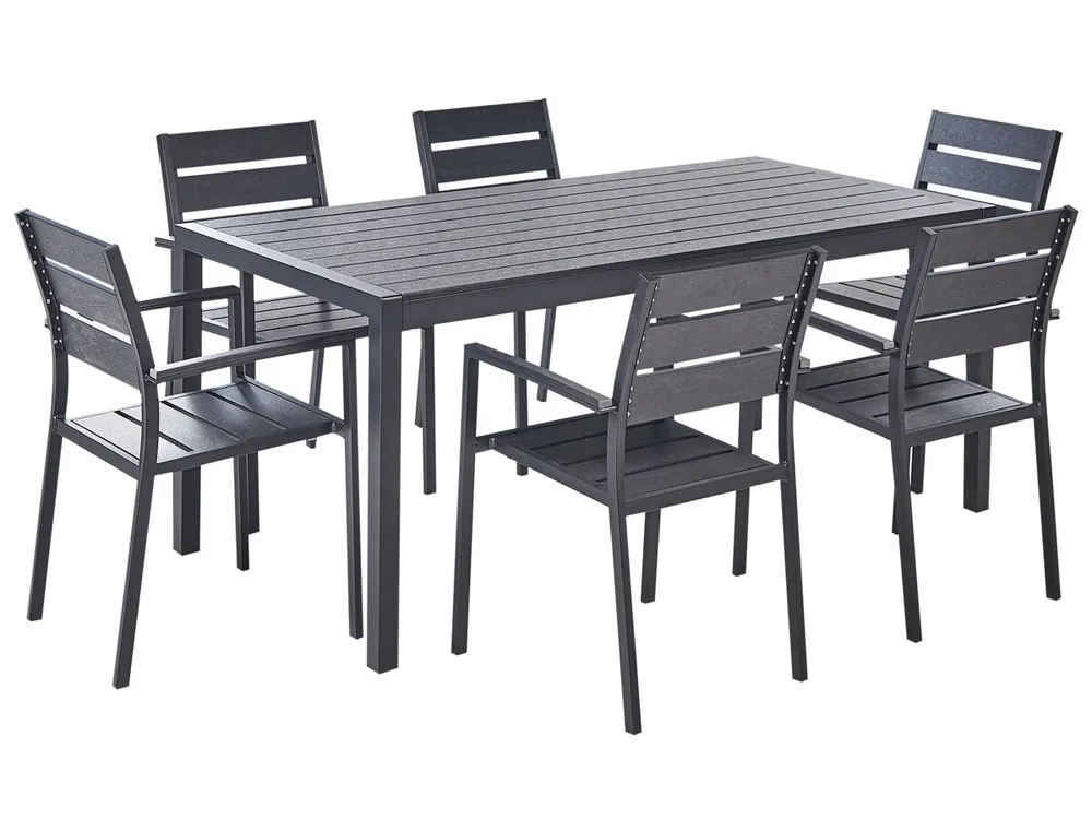 Conjunto de comedor exterior 6 plazas VERNIO Negro - Jardín