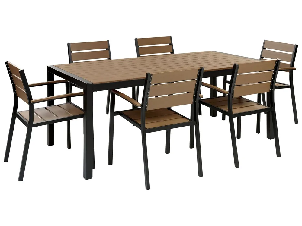 Conjunto de comedor exterior 6 plazas VERNIO Marrón/Negro - Jardín
