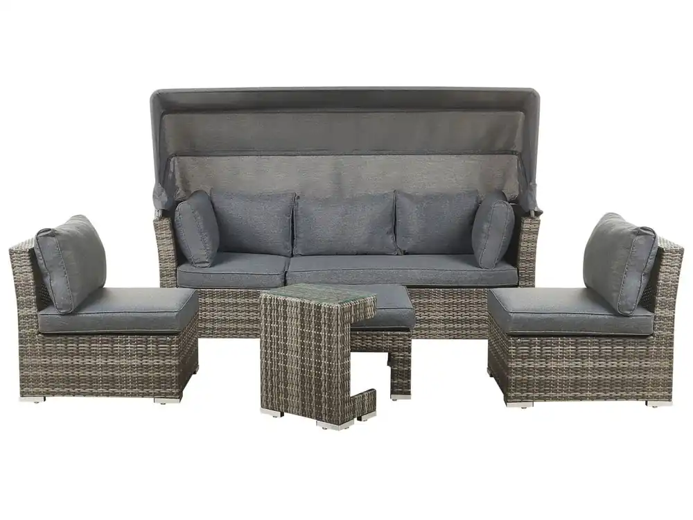 Conjunto de jardín con mesa 6 plazas CORTE modular Marrón oscuro