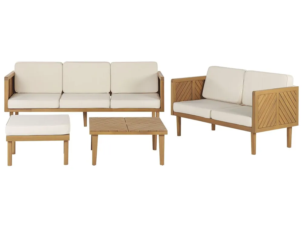 Conjunto de jardín con mesa y otomana 5 plazas BARATTI Madera de acacia Marrón
