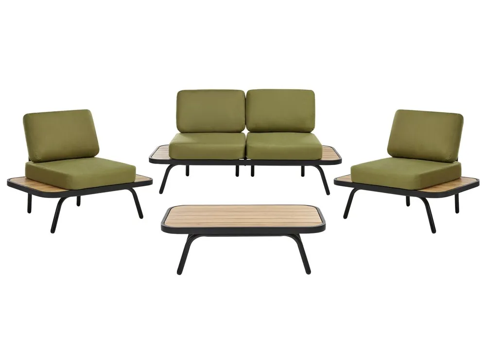 Conjunto de jardín con mesa 4 plazas MINOZZO Madera de acacia certificada Verde oliva