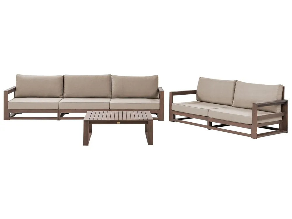 Conjunto de jardín con mesa 5 plazas TIMOR modular Madera de acacia certificada Marrón oscuro