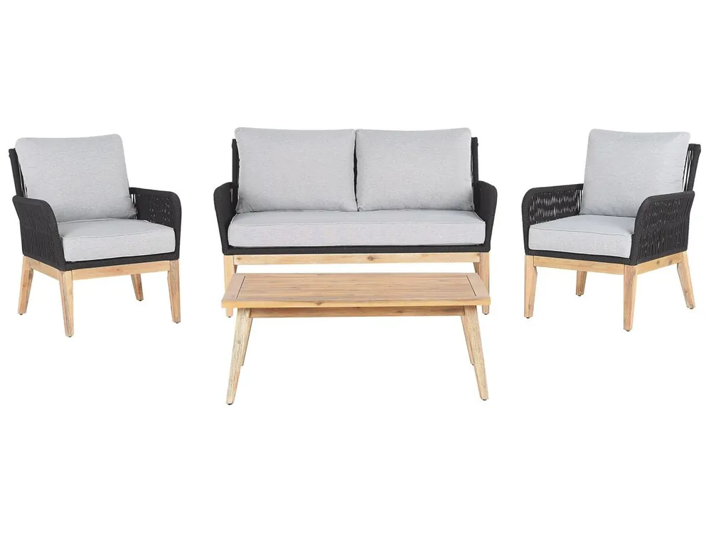 Conjunto de jardín con mesa 4 plazas MERANO Madera de acacia Gris