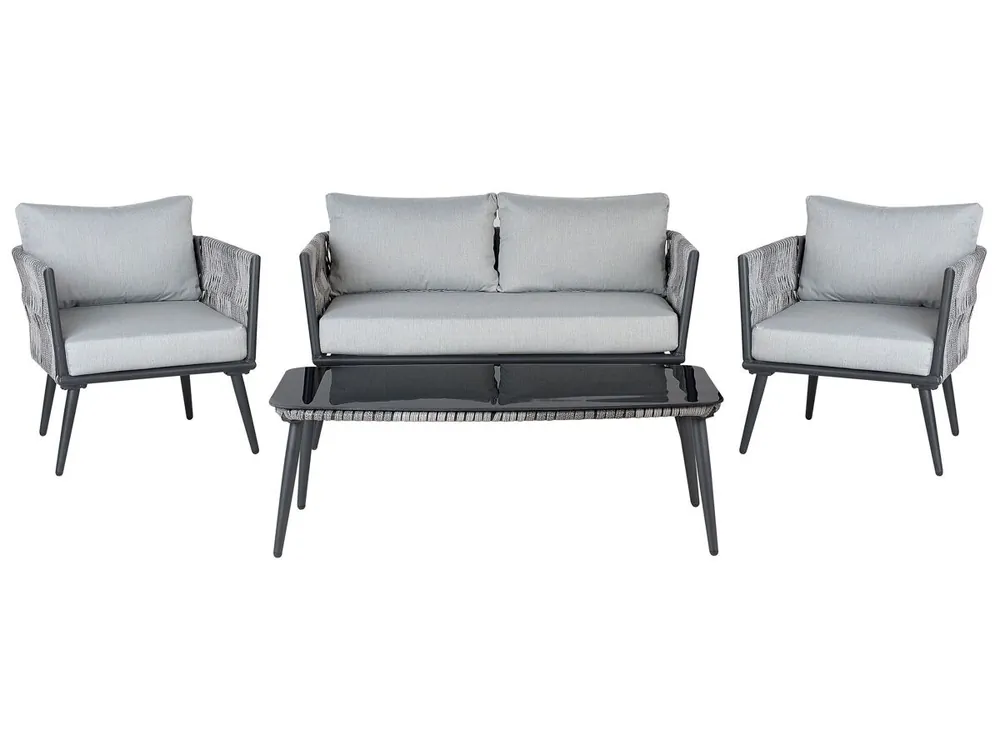 Conjunto de jardín con mesa 4 plazas PREVEZA Gris