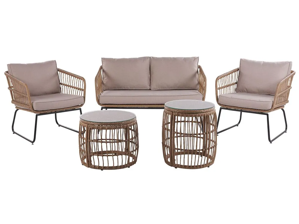 Conjunto de jardín con mesa 4 plazas RAVELLO Natural