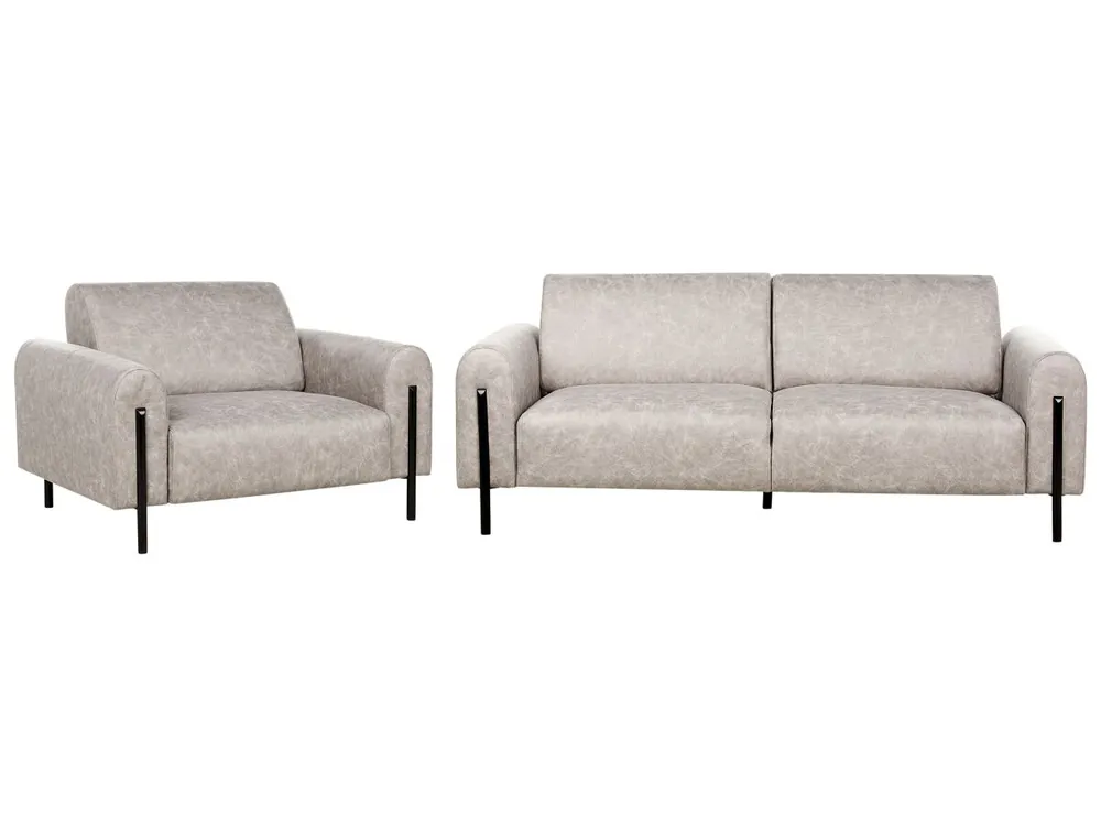 Conjunto de sala de estar ASKIM Tela Gris claro 4 plazas - Sofás sillones puffs