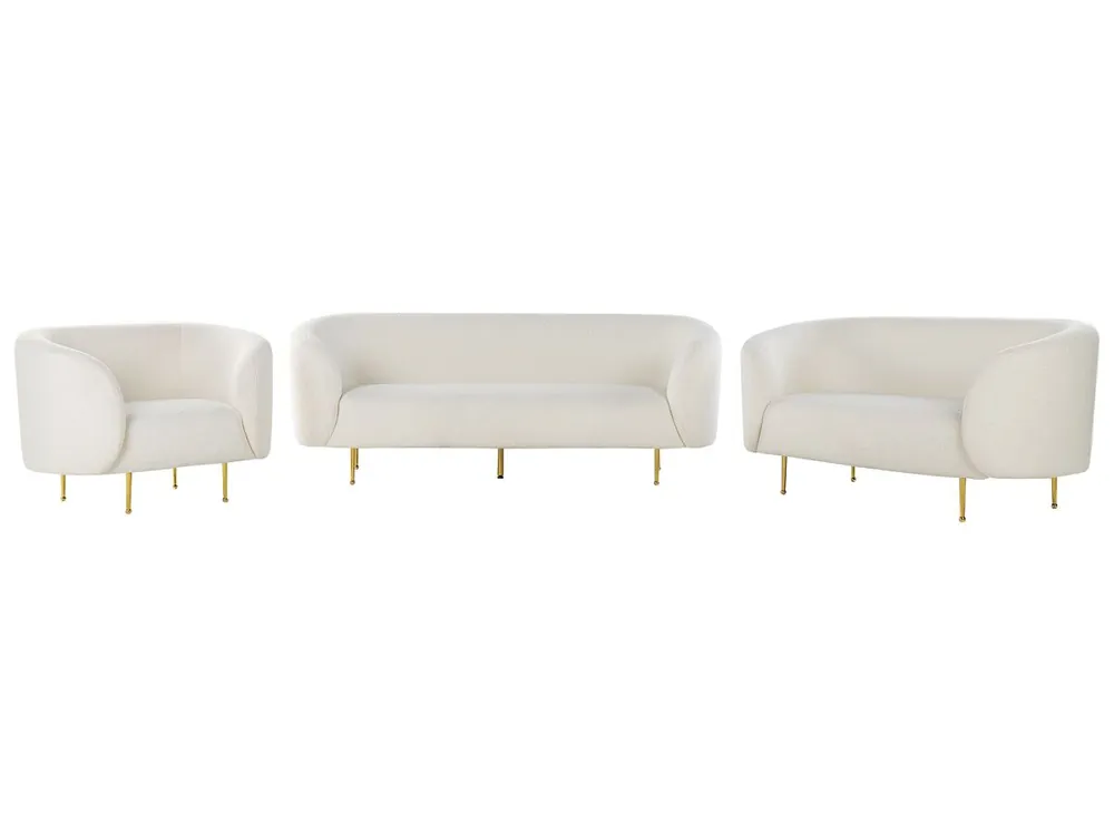 Conjunto de sala de estar LOEN Bouclé Blanco 6 plazas - Sofás sillones puffs