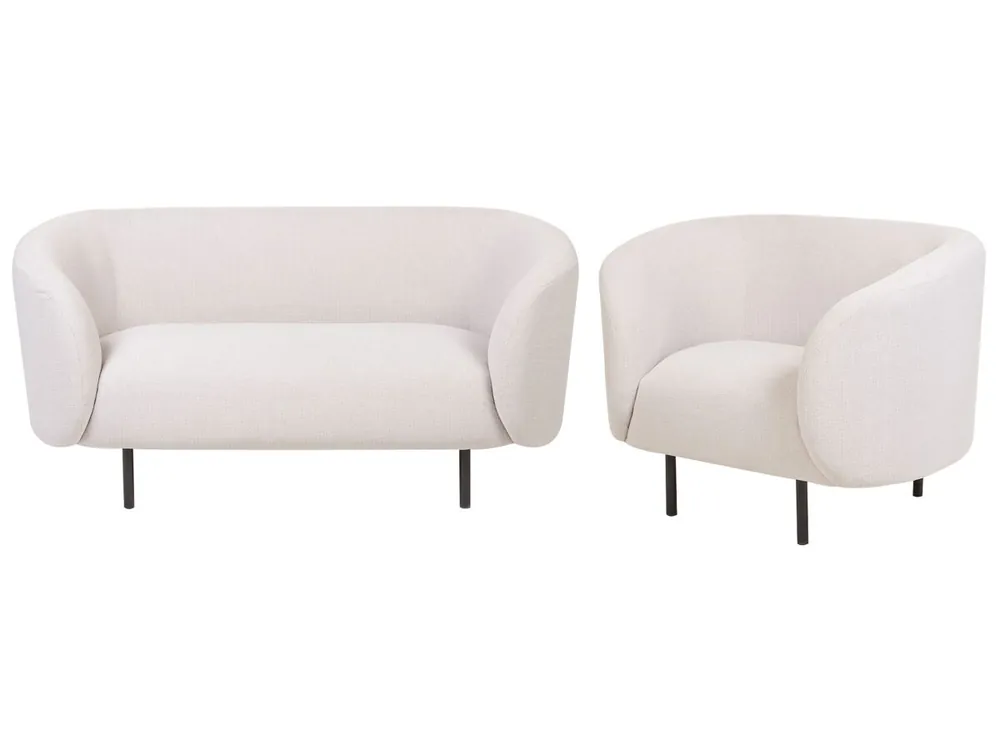 Conjunto de sala de estar LOEN Tela Beige claro 3 plazas - Sofás sillones puffs