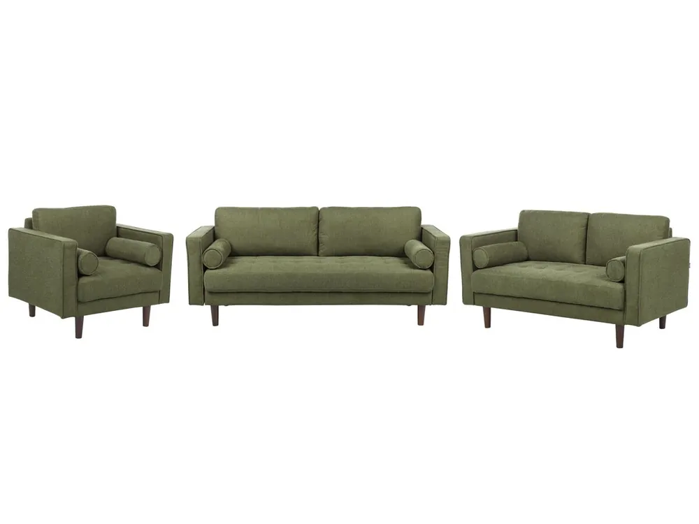 Conjunto de sala de estar NURMO Tela Beige claro 6 plazas - Sofás sillones puffs